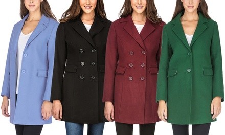 Haute Edition Women's Single or Double-Breasted Wool-Blend Peacoat. Plus Sizes Available.