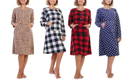 Angelina Women's Cozy Long-Sleeve Nightgown Pajama. Plus Sizes Available.