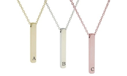 3D Vertical Bar Initial Necklace by Pink Box