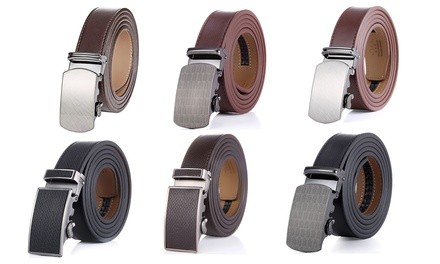 Mio Marino Men's Adjustable Leather Dress Belt with Sliding Buckle