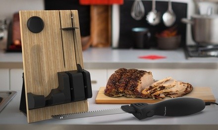 Electric Carving Knife Set with Wood Storage Block