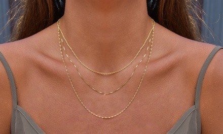 Italian Diamond Cut Layered Chain Set by SIMPLY.925 (3-Pack)