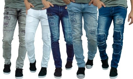 Men's Premium European Cargo Washed Skinny Fit Jeans 