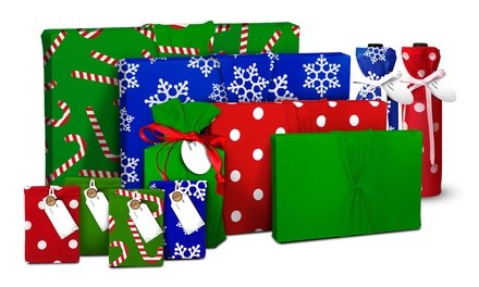 Christmas Reusable Fabric Gift Wrapping Set (26-Pieces)