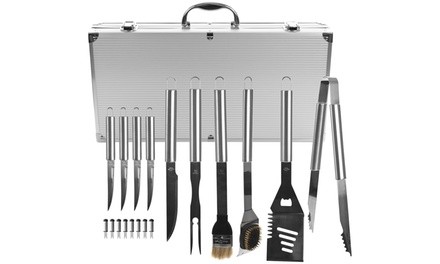 Stainless Steel BBQ Grilling Tool Kit (19-Piece)