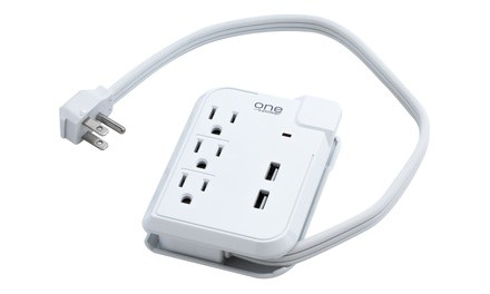 One Power 3 Outlet/2 USB Travel Surge Protection Strip (1- or 2-Pack)