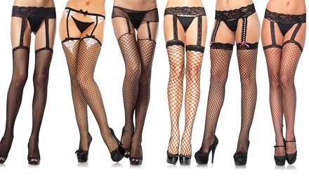 Leg Avenue Women's Fishnet Garterbelt Stockings. (Plus Sizes Available).