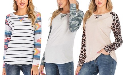 Lilly Posh Women's Printed Long Sleeve Tops. Plus Sizes Available.