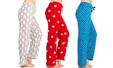 Women's Soft Plush Fleece Lounge Pajama Pants (3-Pack)