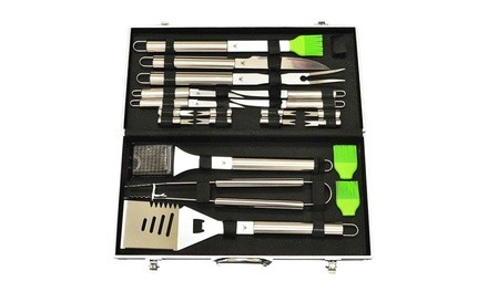 Heavy Duty Stainless Steel BBQ Tool Kit with Aluminium Case (20-Piece)