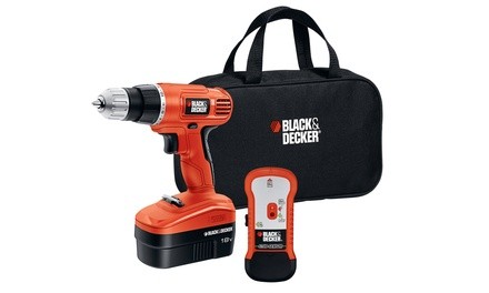 Black + Decker 18V Cordless Drill with Stud Sensor and Bag