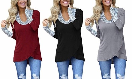 Leo Rosi Women's Shelly Cowl Neck Top. Plus Sizes Available. 