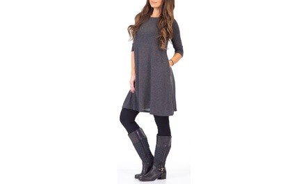 Women's Hacci Lightweight T-Shirt Dress with Fleece-Lined Leggings. Plus Sizes Available.