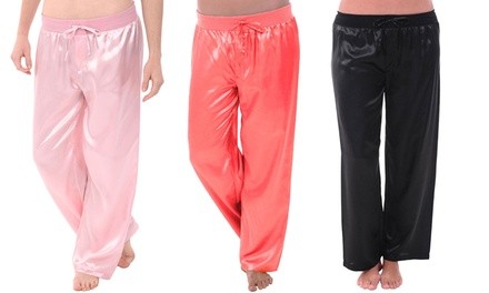 Alexander Del Rossa Women's Satin Sleep Bottoms. Plus Sizes Available.