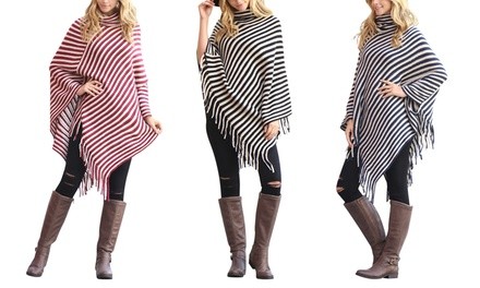 Stripe Fringe Poncho