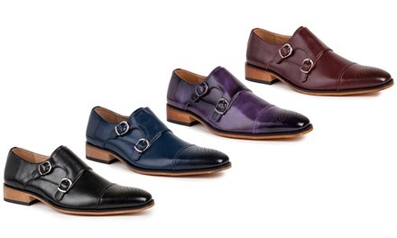 Signature Double Monk Strap Cap-Toe Brogue Shoes
