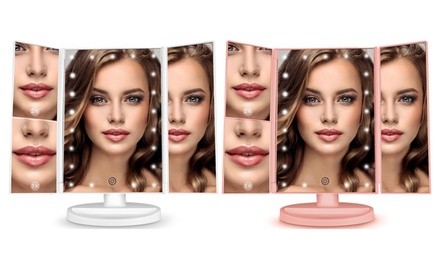 Tri-Fold Makeup Vanity Mirror with 21 Dimmable Touch LED Lights