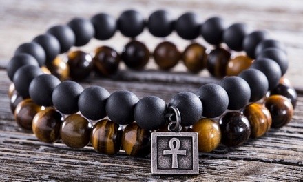 Simply Steel Men's Tigers Eye Bead & Stainless Steel Bracelet Collection
