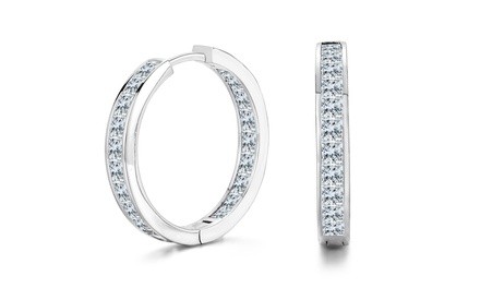 Princess Bezel Hoop Earrings made with Swarovski Crystals