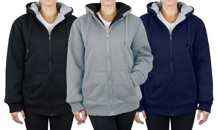 Women's Heavyweight Loose-Fit Sherpa Fleece-Lined Zip Hoodie. Plus Sizes Available.