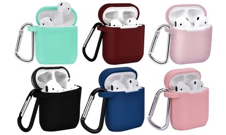 LUXE Silicone Case Cover with Carabiner for AirPods 1 & 2 (2-Piece)(LED Not Visible)