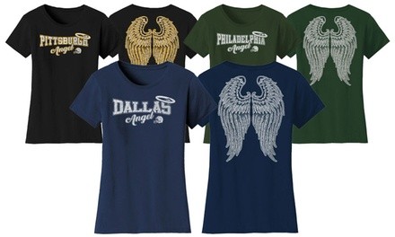 Women's Football Angel T-Shirts. Plus Sizes Available