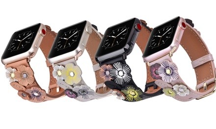 LUXE Flower Leather Band for Apple Watch Series 1, 2, 3, 4, and 5