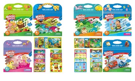 Zummy Magic Water Washable Coloring Books with Water Markers (3-Pack)