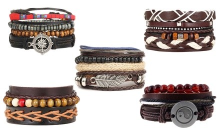 Multilayer Genuine Leather Bracelet Set 