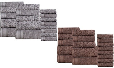 Panache Home 100% Cotton Jacquard Towel Set (18-Piece)