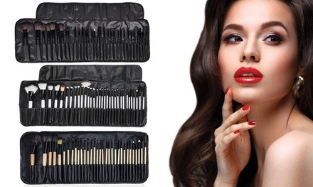 Professional Makeup Brush Set with Faux-Leather Case (33-Piece)