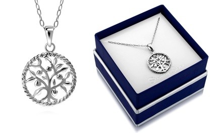 Sterling Silver Round Tree Of Life Necklace With Gift Box By Paolo Fortelini