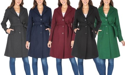 Haute Edition Women's Wool-Blend Belted Walker Coat. Plus Sizes Available.