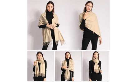 Women's Large Soft Cashmere Feel Pashmina Shawl Wrap