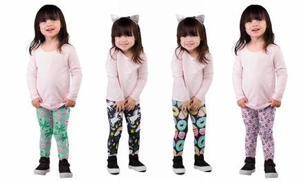 Two Left Feet Girl's Everyday Printed Leggings (4-Pack)