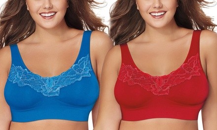 Just My Size Pure Comfort Wire-Free Bra with Lace Trim (Up to 6X)