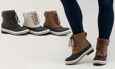 Sociology Amber Padded Cuff Low Mid Calf Weather boot  | Groupon Exclusive