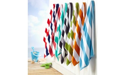 100% Cotton Cabana Stripe Velour Beach Towel (2- or 4-Pack)