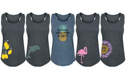 Women's Colorful Summer Theme Graphic Tanks. Plus Sizes Available.