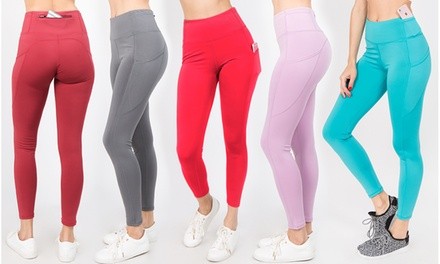 Style Clad Women's Tummy Control High-Rise Workout Leggings with 5 Pockets. Plus Sizes Available.