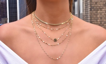 Italian Layered Chain Necklace Set in Sterling Silver by SIMPLY.925