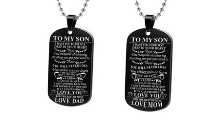 To My Son or To My Daughter Black-Plated Dog Tag Necklace
