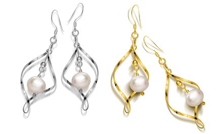 Freshwater Pearl Dangle Earrings in Sterling Silver