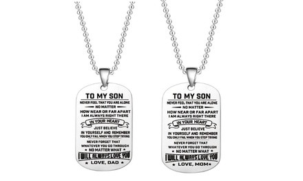 To My Son or To My Daughter Inspirational Silver-Plated Dog Tag Necklace