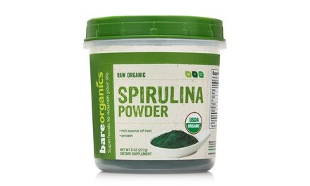 BareOrganics Raw Organic Spirulina Powder (8 Oz.)