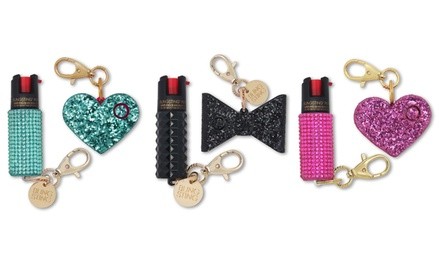 Blingsting Self-Defense Pepper Spray & Ahh!-larm Safety Charm Set