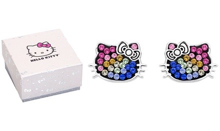 Hello Kitty Rainbow Crystal Silver Plated Stud Earrings