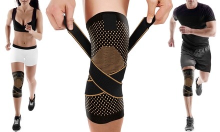 Copper-Infused Knee Compression Sleeve with Adjustable Straps (1- or 2-Pack)