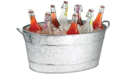 Tablecraft HBT1914 Oval Beverage Tub, Steel, Silver