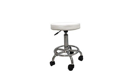 White Hydraulic Multi-purpose Adjustable Rolling Stool